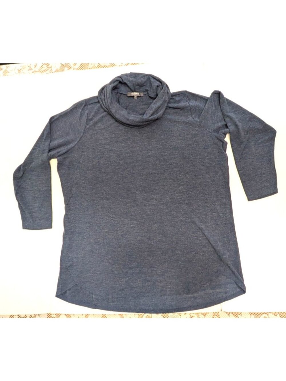 Lisa Rinna Collection Women's Blue Knit Tunic Top Stretch Cowl Neck Sz 1X